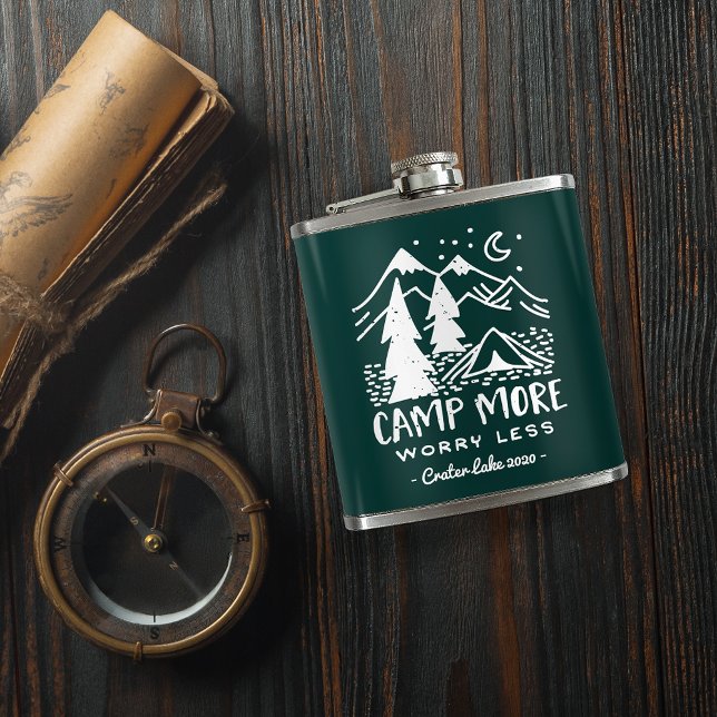 Camp More, Worry Less | Custom Camping Hip Flask (Creator Uploaded)
