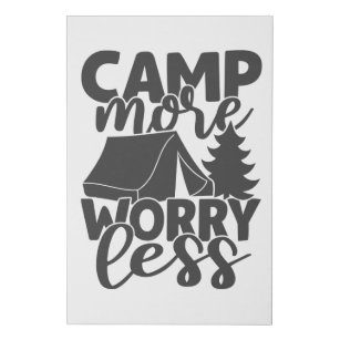 Camp More Worry Less Funny Saying Tent Campers Faux Canvas Print