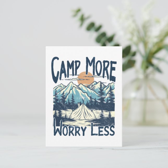 Camp More, Worry Less- Nature Adventure Postcard (Standing Front)
