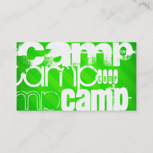Camp; Neon Green Stripes Business Card