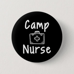 Camp Nurse First Aid Kit Silhouette Art  6 Cm Round Badge