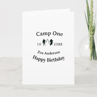 Camp one happy birthday name date campingadventure card