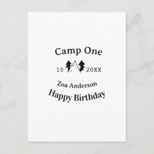 Camp one happy birthday name date campingadventure postcard