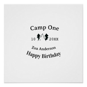 Camp one happy birthday name date campingadventure poster