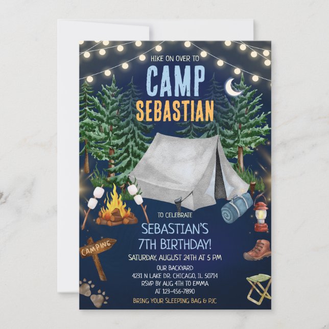 Camp Out Birthday Party Invitation (Front)