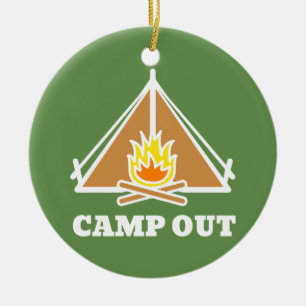 Camp out ceramic tree decoration