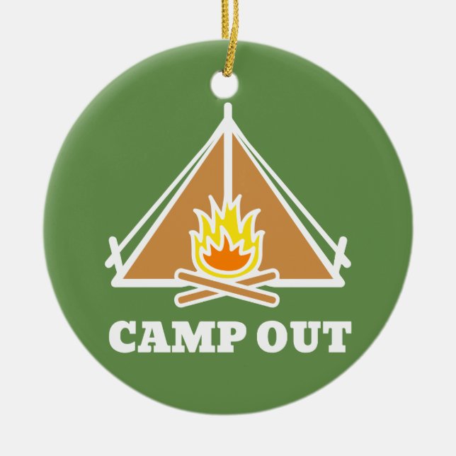 Camp out ceramic tree decoration (Front)