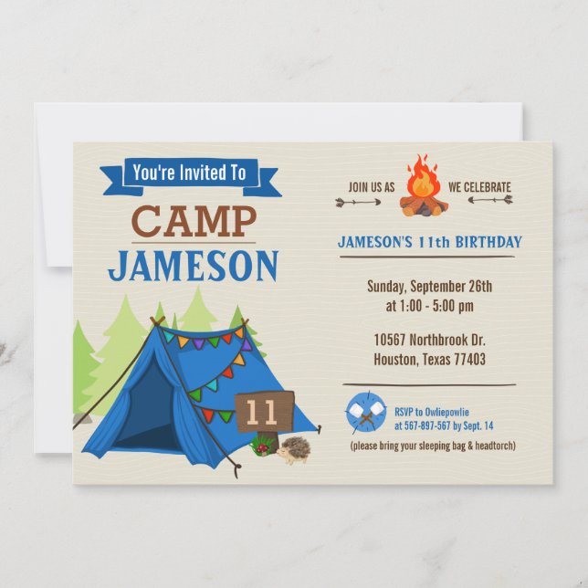 Camp Out Glamping Birthday Party Invitation (Front)
