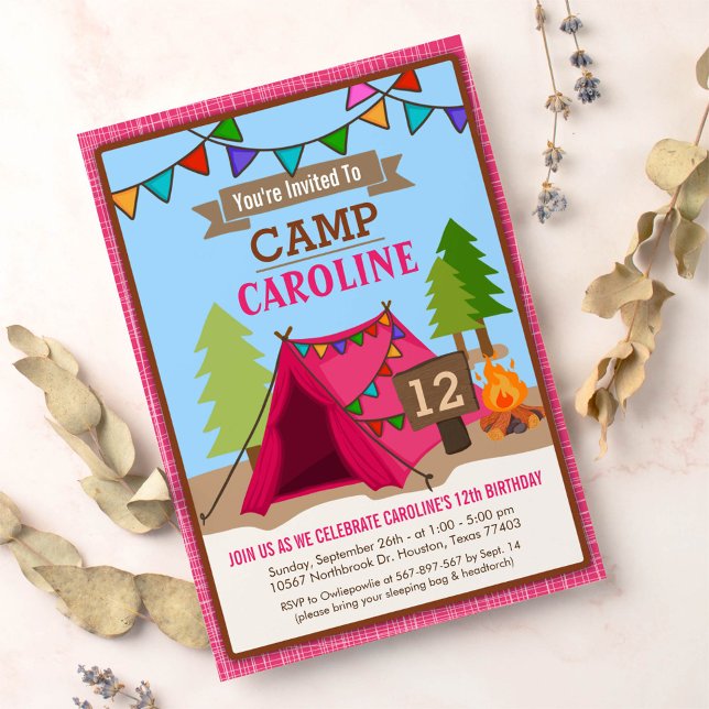 Camp Out Glamping Birthday Party Invitation (Creator Uploaded)