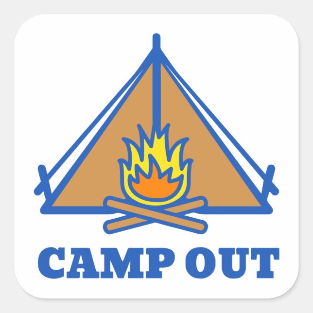 Camp out square sticker (Front)