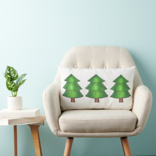 Camp Outdoor Woods Green Pine Trees Nature Lumbar Cushion