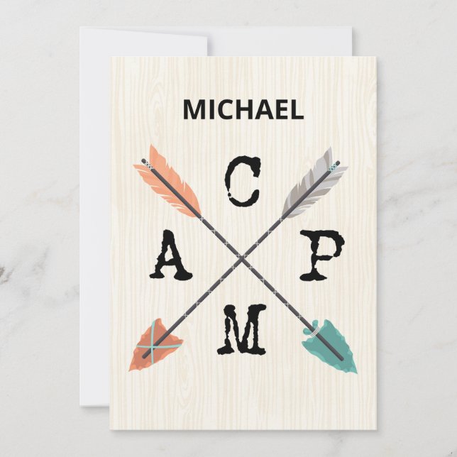 Camp Personalise Name Arrows Card (Front)