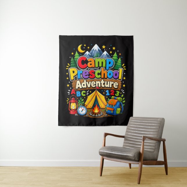 Camp Preschool Adventure Back to School First Day Tapestry (In Situ)