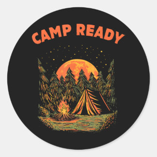 Camp Ready Summer Camping Tropical Camper Trip Classic Round Sticker