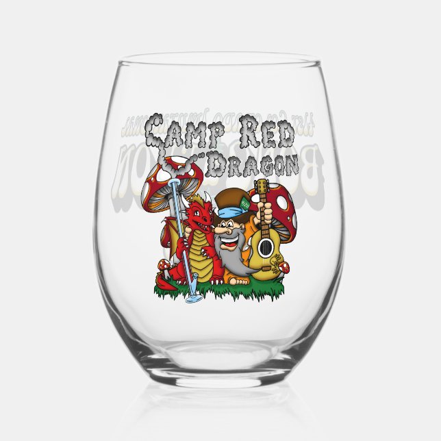 Camp Red Dragon 2025 B.A.T. Stemless Wine Glass (Front)