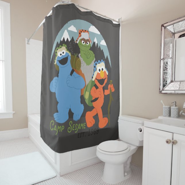 Camp Sesame Street EST. 1969 Shower Curtain (In Situ)