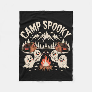 Camp Spooky Halloween Camping Hiking Men Women Kid Fleece Blanket