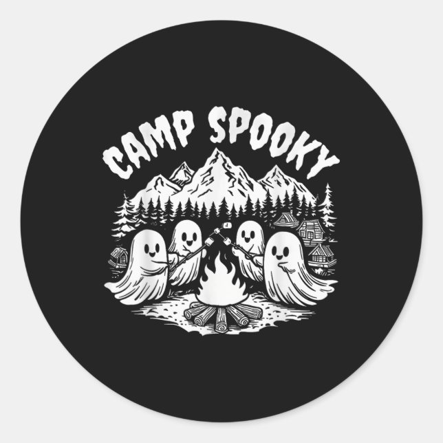 Camp Spooky Summerween Summer Halloween Cute Ghost Classic Round Sticker (Front)