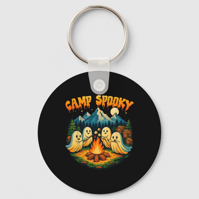 Camp Spooky Summerween Summer Halloween Cute Ghost Key Ring (Front)