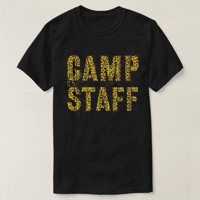 CAMP STAFF Leopard Print Host Summer Counsellor Te T-Shirt (Design Front)