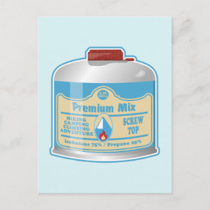 Camp stove fuel canistier propane isobutane postcard