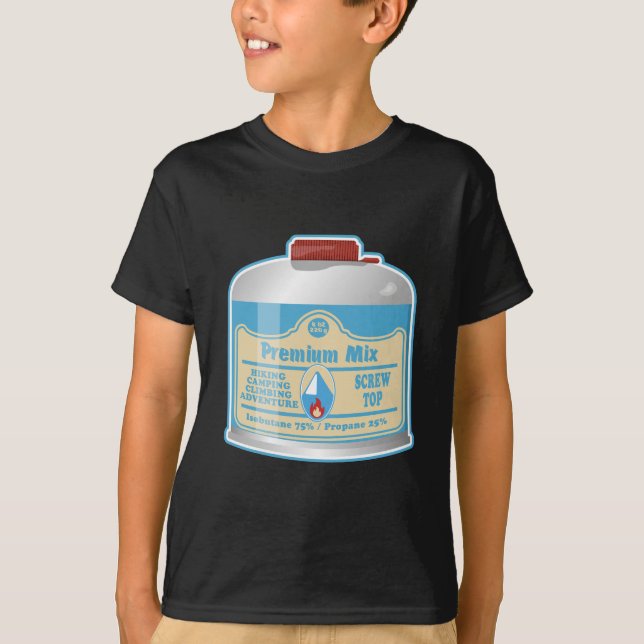 Camp stove fuel canistier propane isobutane T-Shirt (Front)
