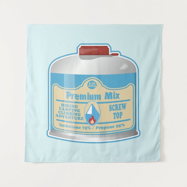 Camp stove fuel canistier propane isobutane tapestry (Front)