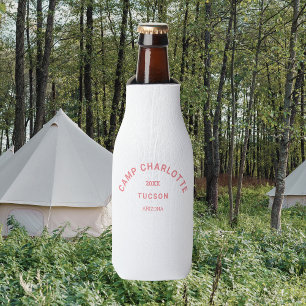 Camp Theme Bachelorette Pink Crest  Bottle Cooler