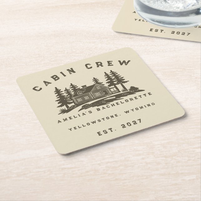 Camp Theme Camping Weekend Bachelorette Party Square Paper Coaster (Angled)