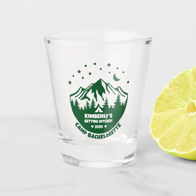 Camp Themed Bachelorette Party Keepsake Shot Glass (Front)