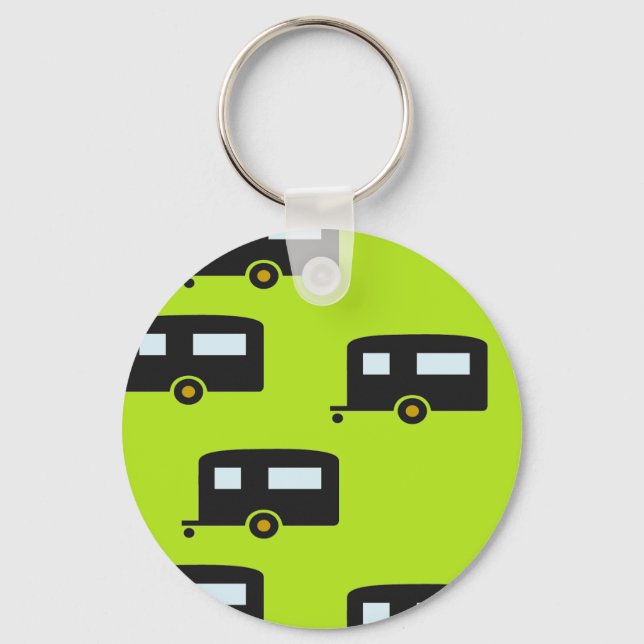 Camp trailers on green key ring (Front)