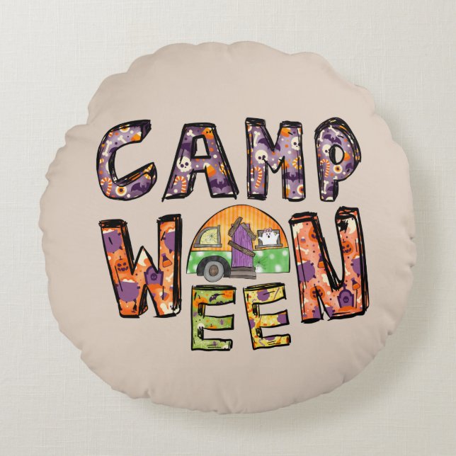 Camp Ween Halloween Camper Design Round Cushion (Front)