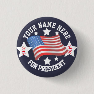 Campaign Button w/ Flag