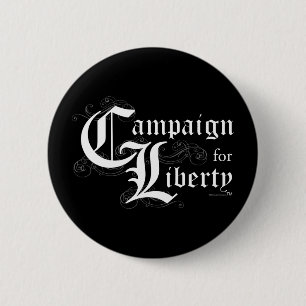 Campaign for Liberty LOGO white w black background 6 Cm Round Badge
