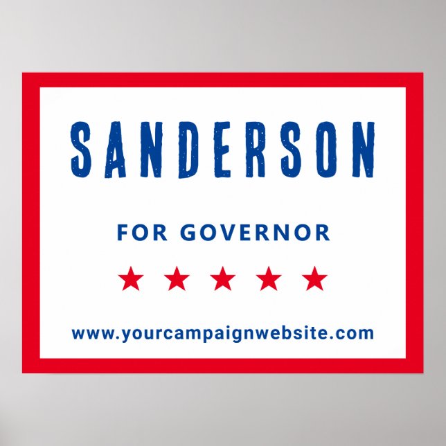 Campaign Name Red White Blue Political Election Poster (Front)