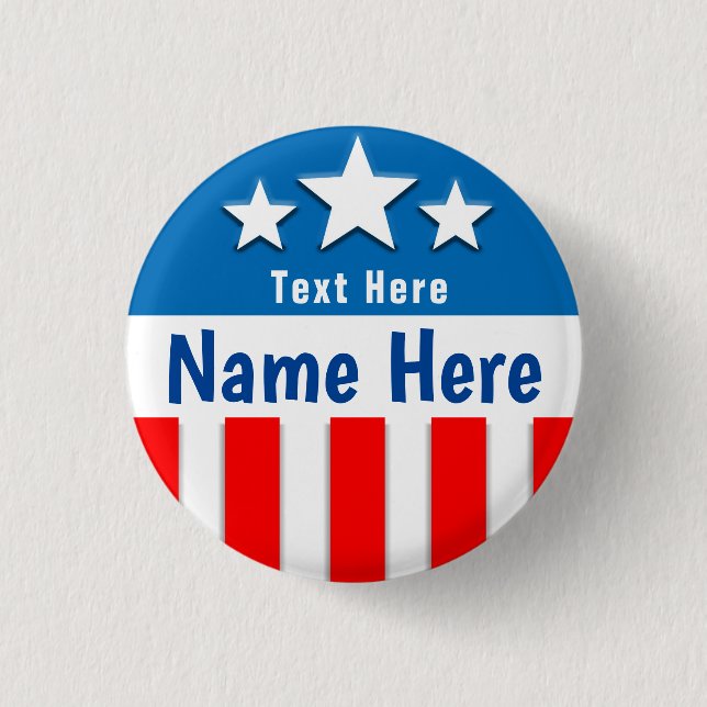 Campaign Template Custom Stars Stripes 3 Cm Round Badge (Front)