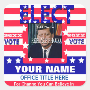 Campaign Template Stars Stripes Square Sticker
