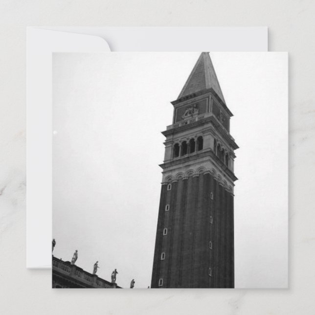 Campanile Piazza San Marco Black White Italy Tour Holiday Card (Front)
