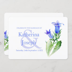 Campanula flower watercolor blue wedding invite