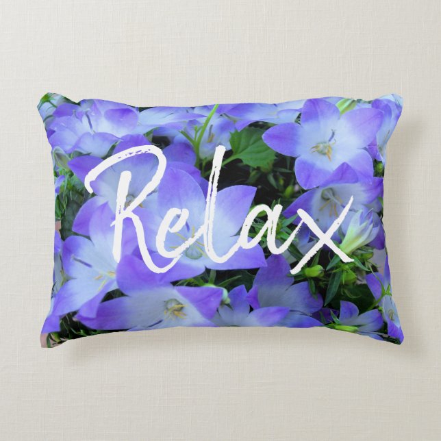 Campanula Purple White Bellflowers Photograph Decorative Cushion (Front)