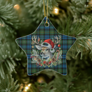 Campbell Argyll Ancient Scottish Tartan Christmas Ceramic Tree Decoration