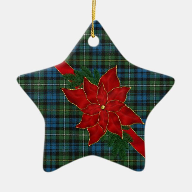 Campbell Argyll Ancient Scottish Tartan Pattern Ceramic Tree Decoration (Front)