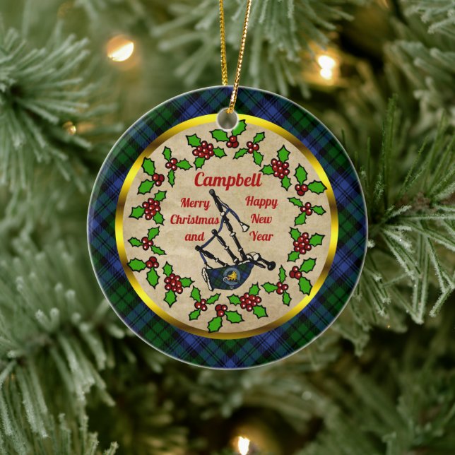 Campbell Bagpipe Christmas Ceramic Ornament (Tree)