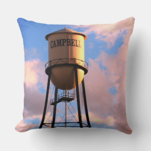 Campbell CA Historical Water Tower Throw Pillow