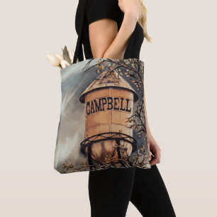 Campbell CA Water Tower Brushed Polyester Tote Bag
