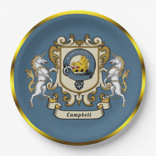 Campbell Clan Badge Blue Personalised  Paper Plate