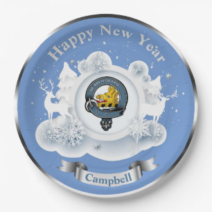 Campbell Clan Badge Personalised Winter Paper Plate
