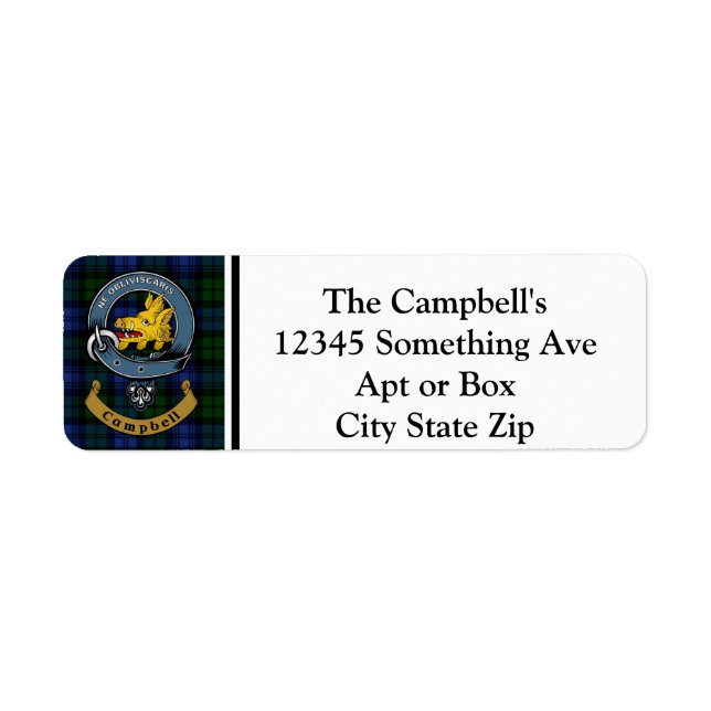 Campbell Clan Badge & Tartan Personalised Return (Front)