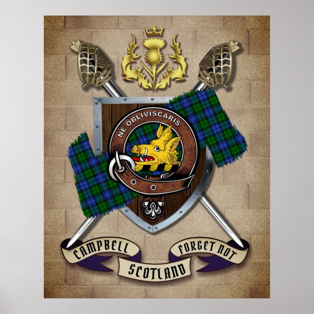 Campbell Clan Badge W/Crossed Swords   Poster (Front)