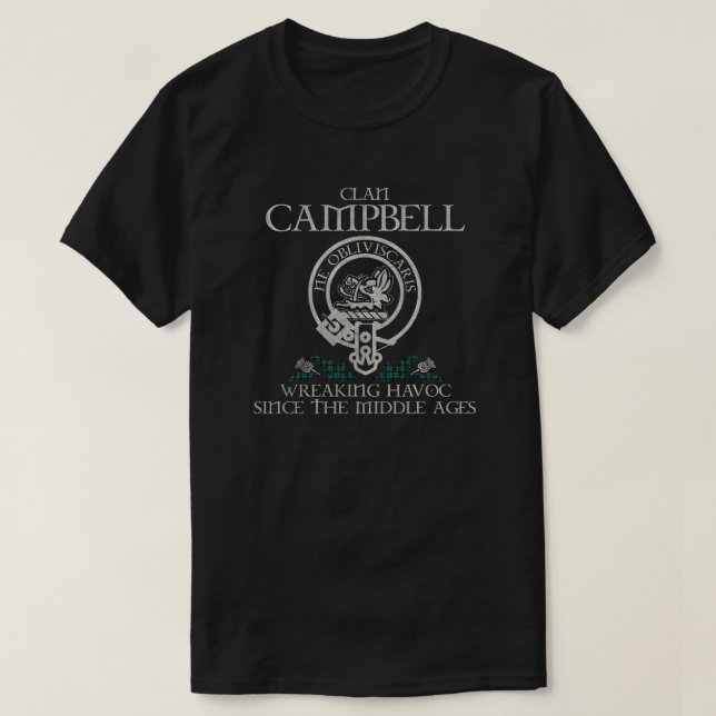 Campbell Clan crest Scottish surname tartan Thistl T-Shirt (Design Front)
